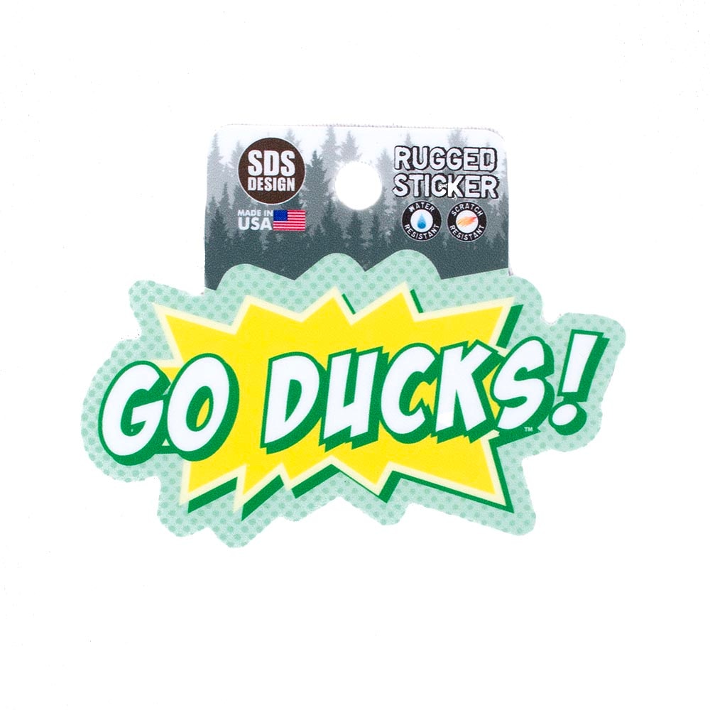 Go Ducks, Green, Stickers, Home & Auto, 3.5", SDS Design, Impact, Word Bubble, 949477
